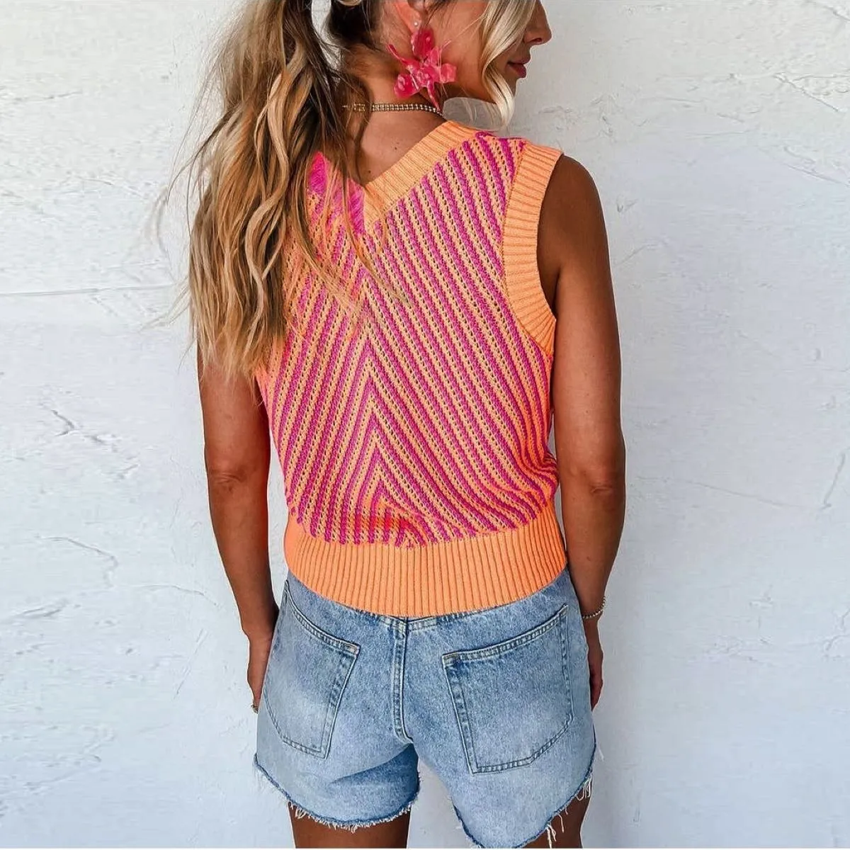 Strawberry Chevron Tank Vest