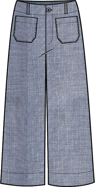 Stretch Denim Wide Leg Crop Jean