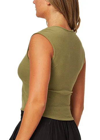 STRETCHY RAYON RIBBED SCOOP NECK SLEEVELESS CROP TOP(BELLA06) <Bundle>