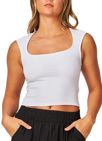 STRETCHY RAYON RIBBED SCOOP NECK SLEEVELESS CROP TOP(BELLA06) <Bundle>