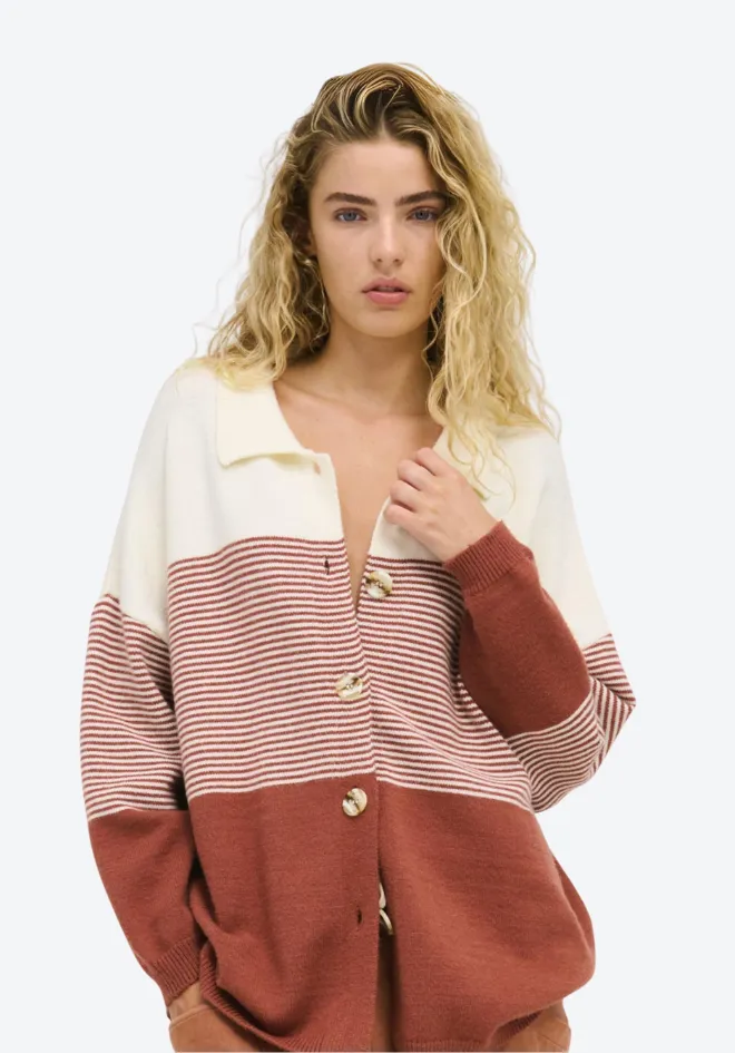 Stripe Knit Shirt - Terracotta