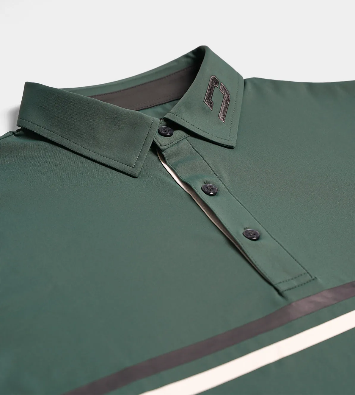 STRIPE PERFORMANCE LONG SLEEVE POLO - SAGE