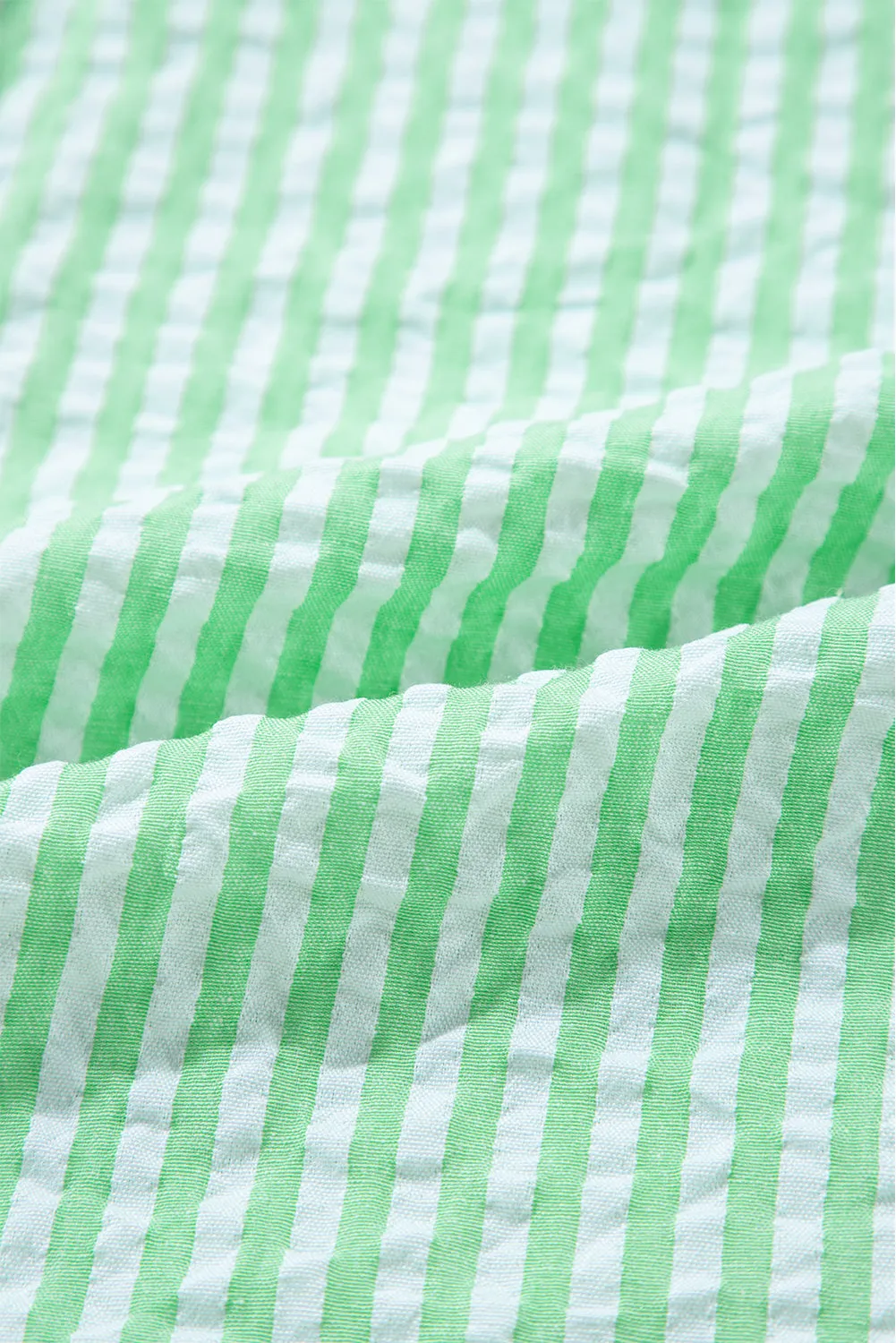 Striped Color Block Balloon Sleeve Buttoned Loose Fit Shirt
