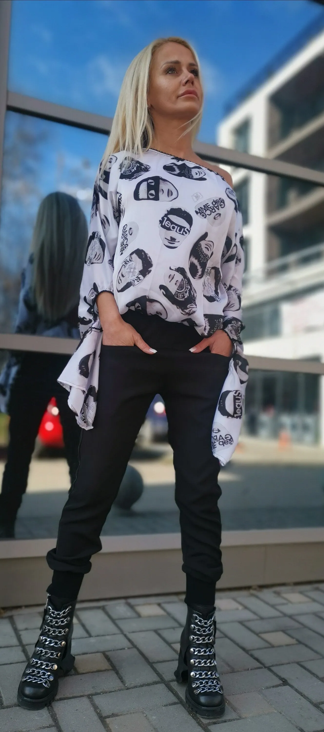 Summer Woman Shirt/Open Back Top/Satin Shirt/Extravagant Black Shirt/Avant-garde  Shirt/Loose Women Shirt/Longsleeve Shirt