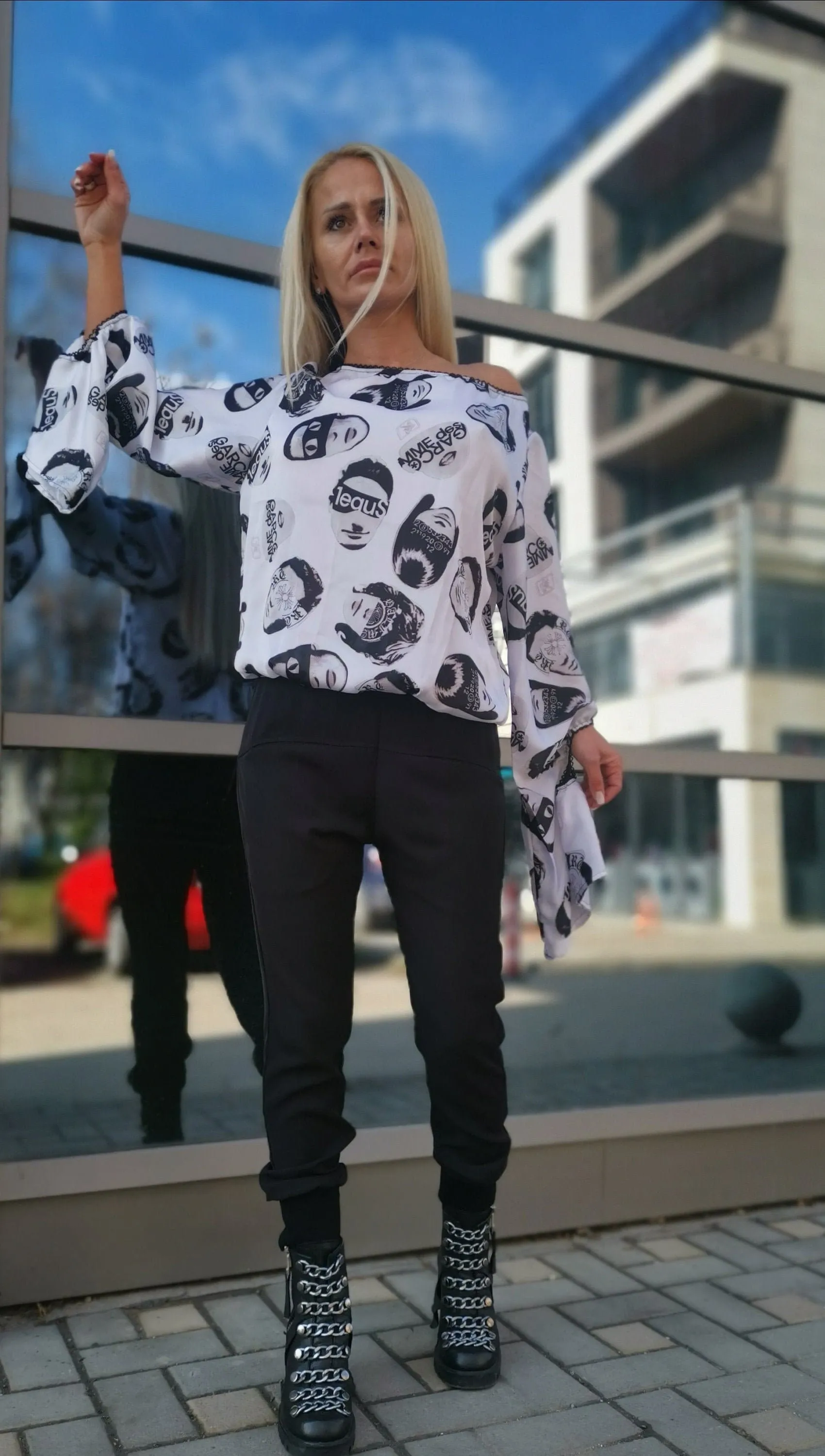Summer Woman Shirt/Open Back Top/Satin Shirt/Extravagant Black Shirt/Avant-garde  Shirt/Loose Women Shirt/Longsleeve Shirt