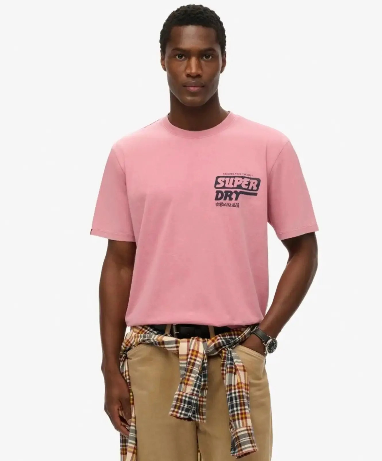 Superdry Mens Mesa Trade Tools Loose Fit T-Shirt Rose Pink