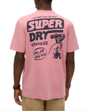 Superdry Mens Mesa Trade Tools Loose Fit T-Shirt Rose Pink