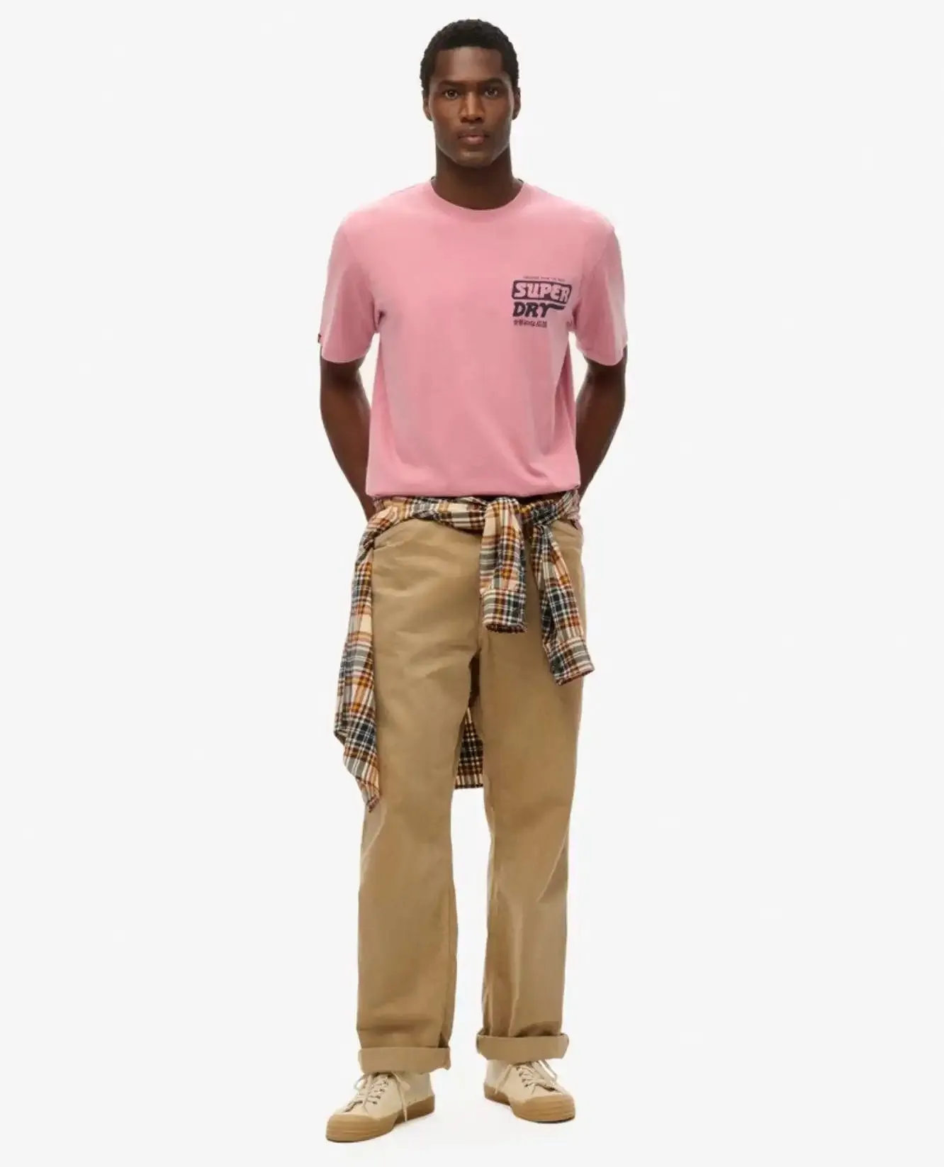 Superdry Mens Mesa Trade Tools Loose Fit T-Shirt Rose Pink