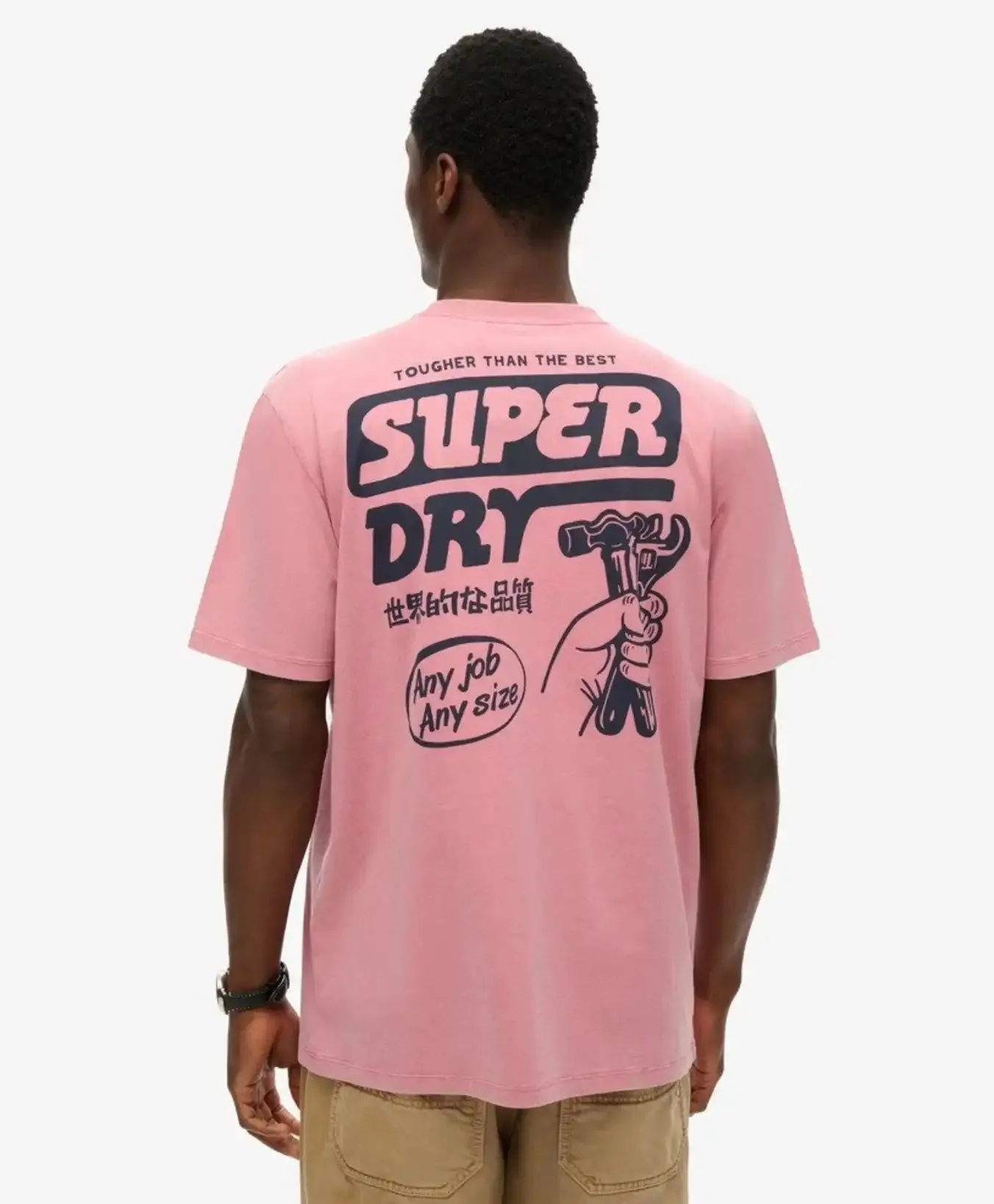 Superdry Mens Mesa Trade Tools Loose Fit T-Shirt Rose Pink