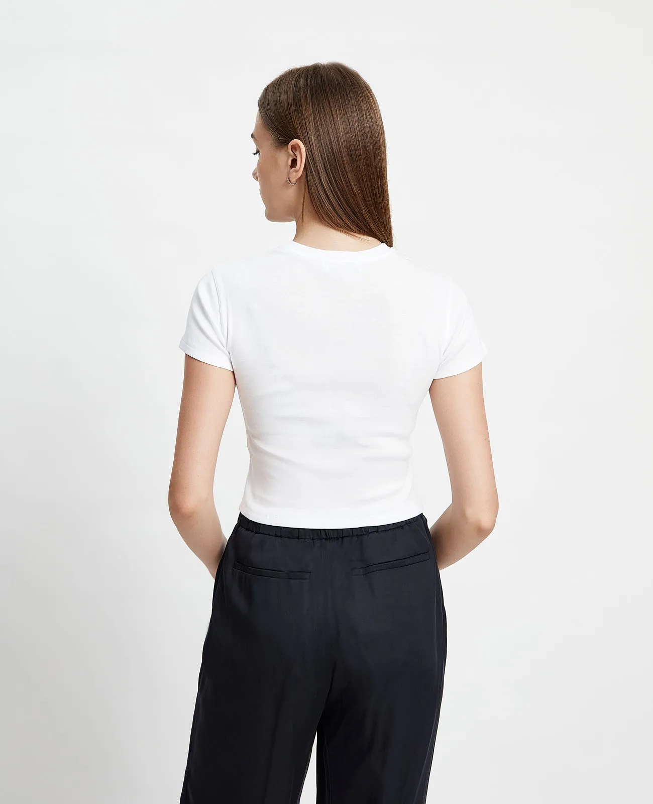 Supima Ribbed Crop Tee