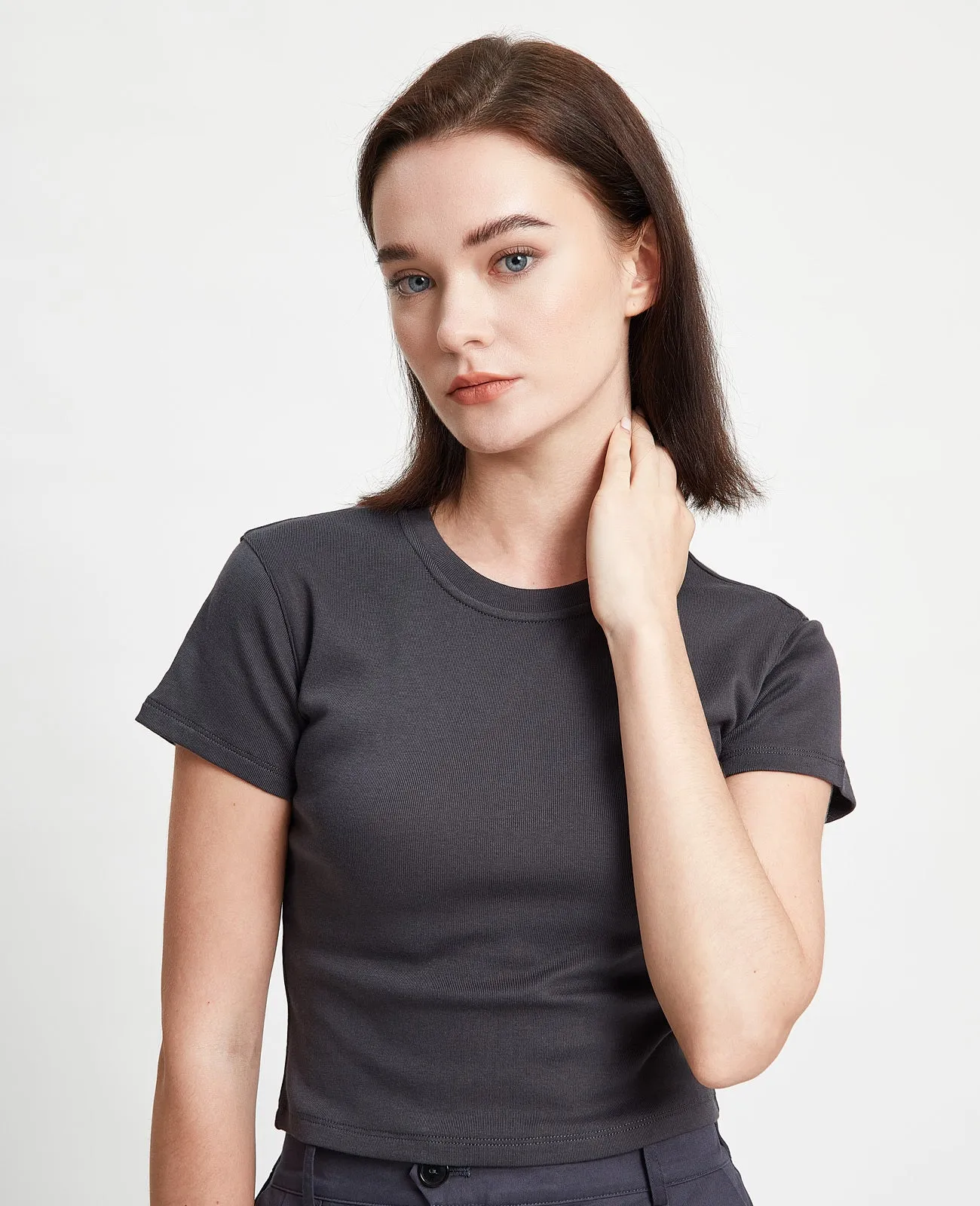 Supima Ribbed Crop Tee
