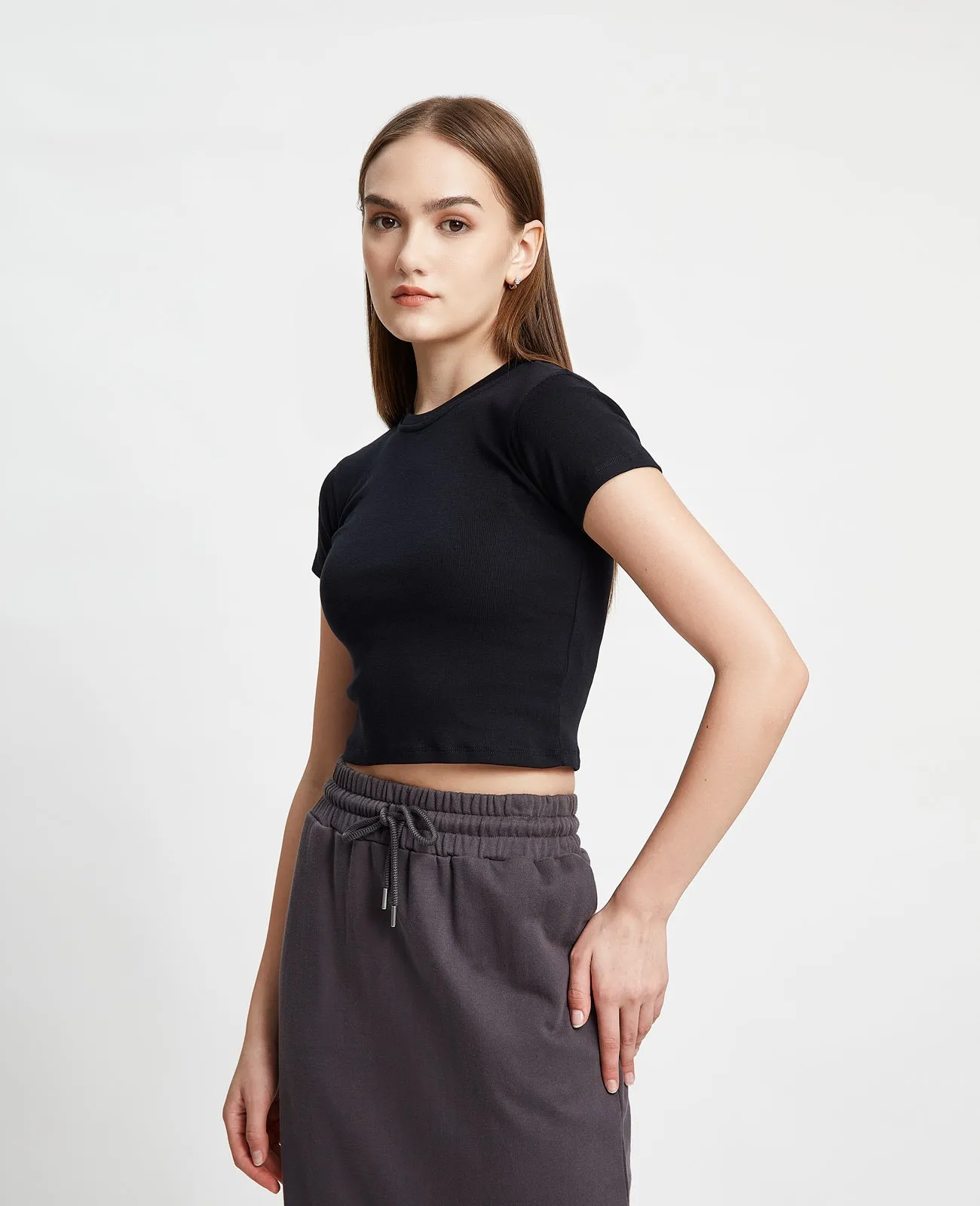 Supima Ribbed Crop Tee