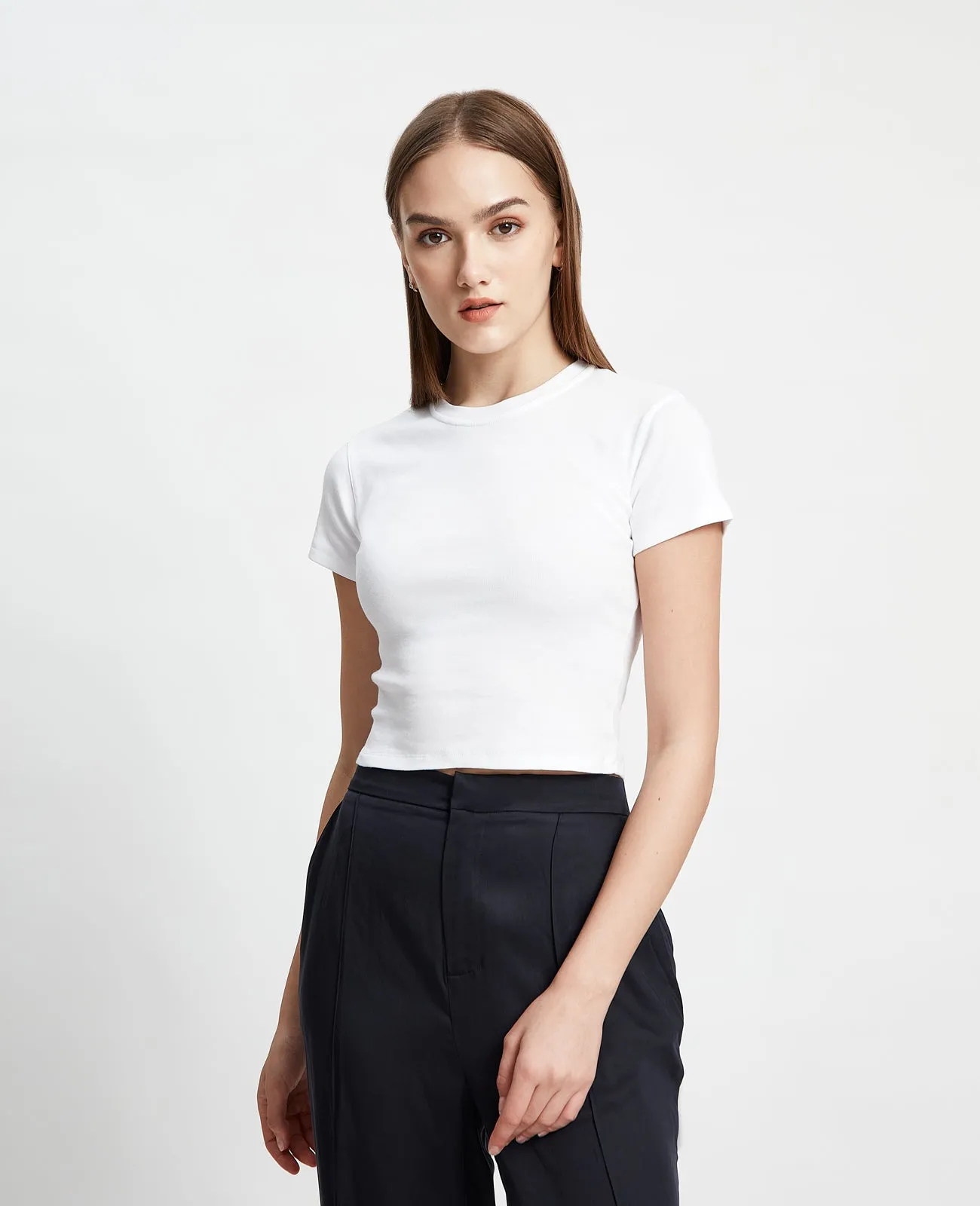 Supima Ribbed Crop Tee