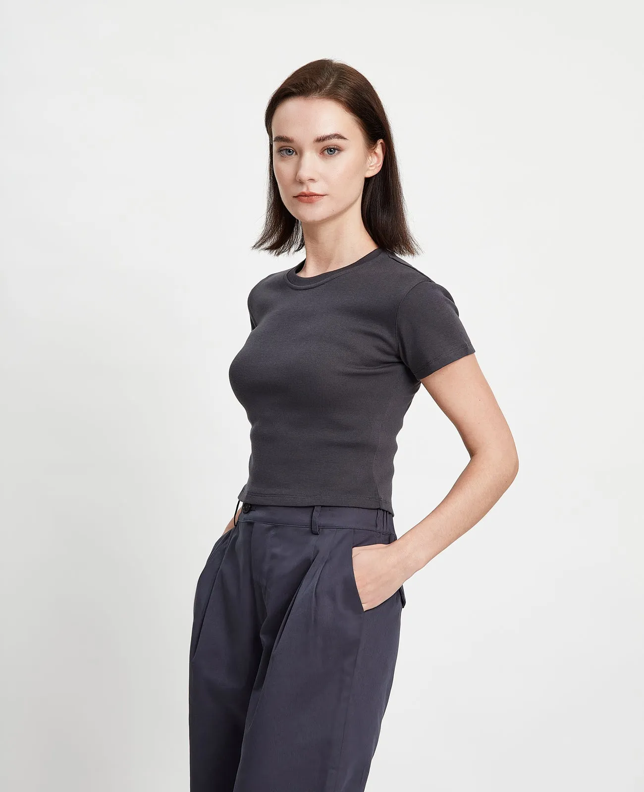 Supima Ribbed Crop Tee