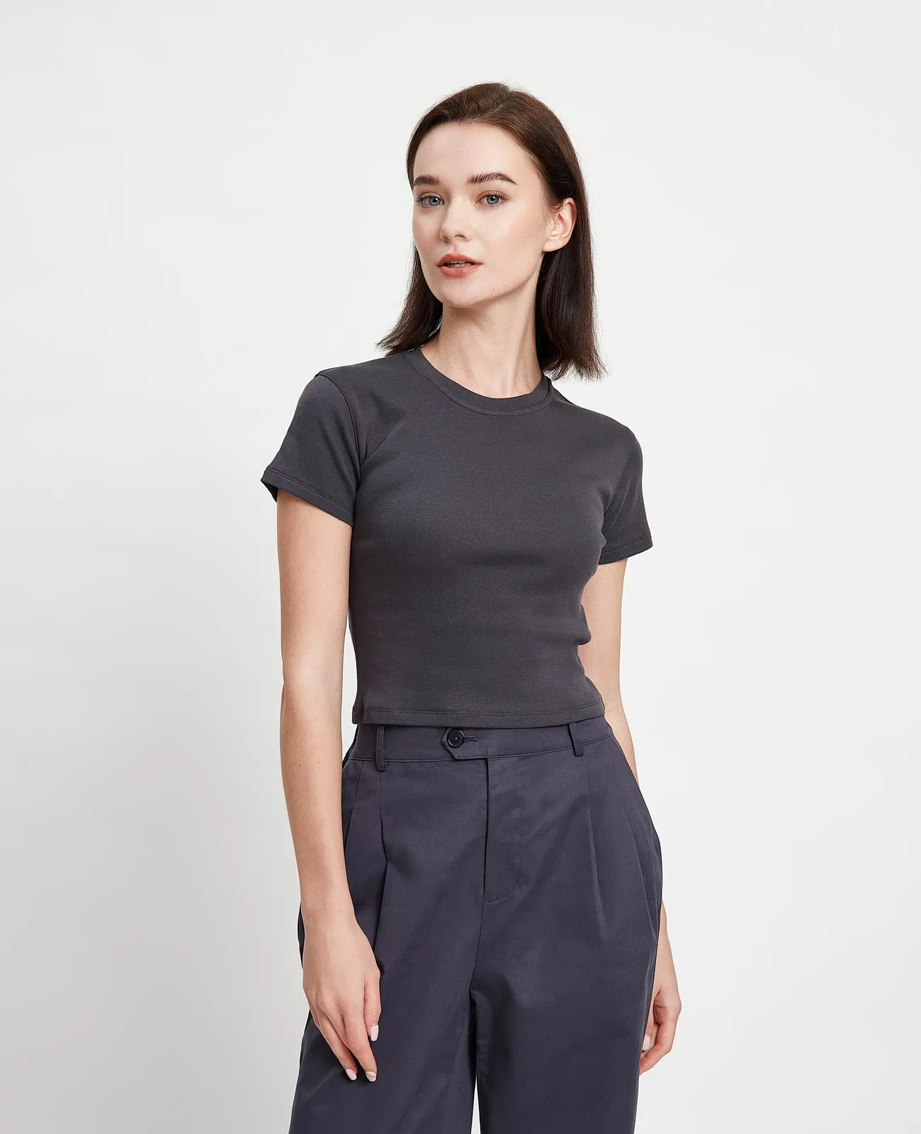 Supima Ribbed Crop Tee