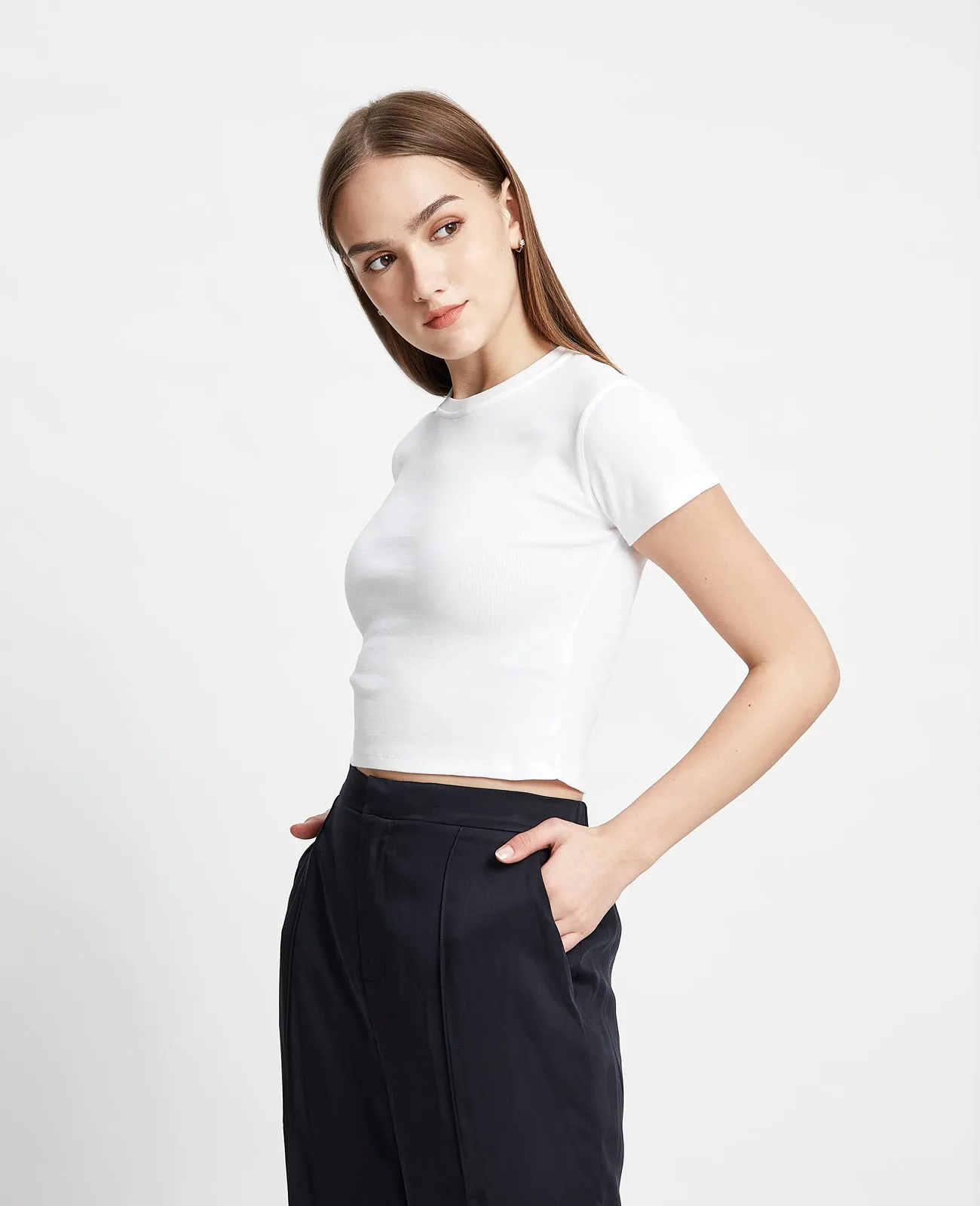 Supima Ribbed Crop Tee