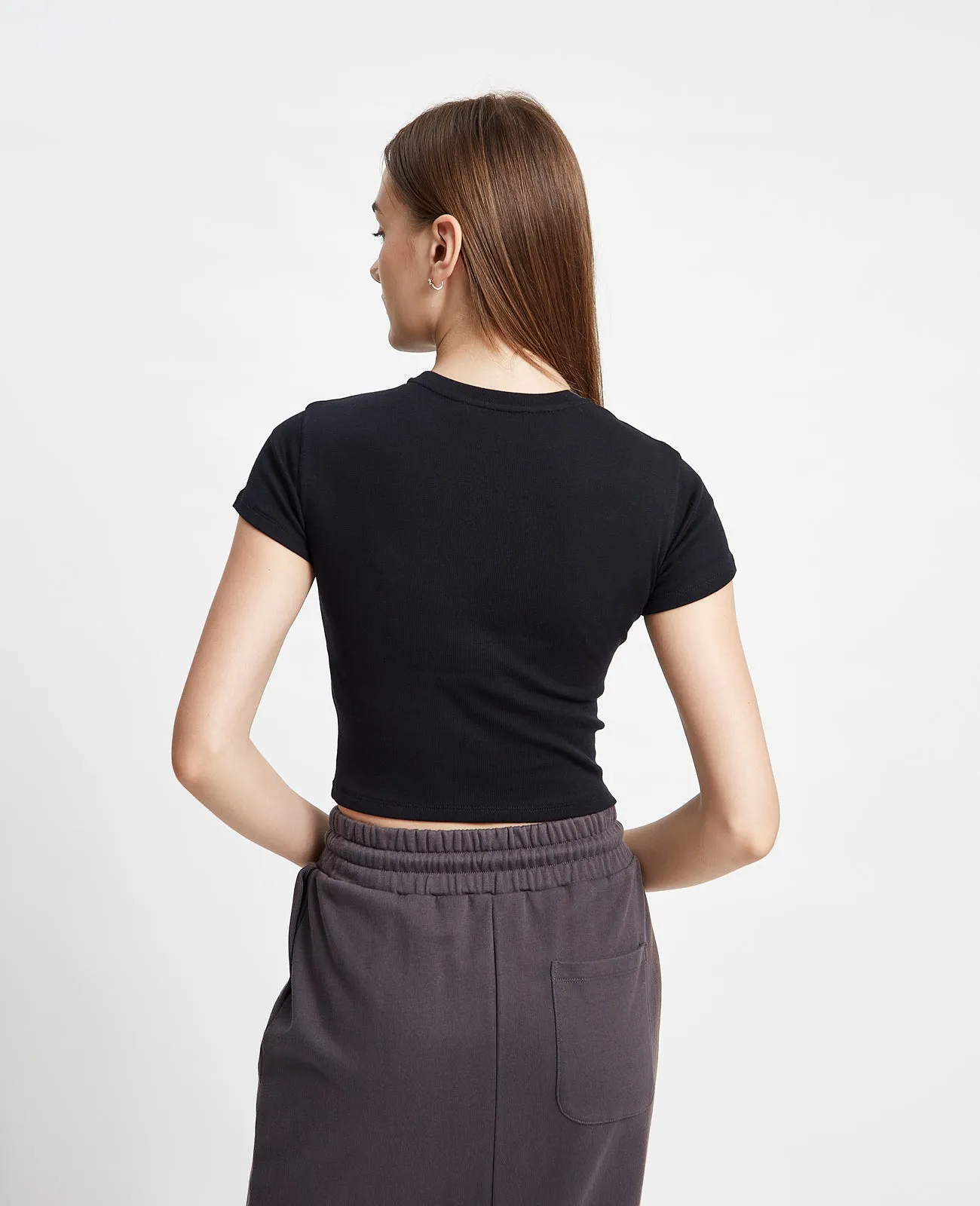 Supima Ribbed Crop Tee
