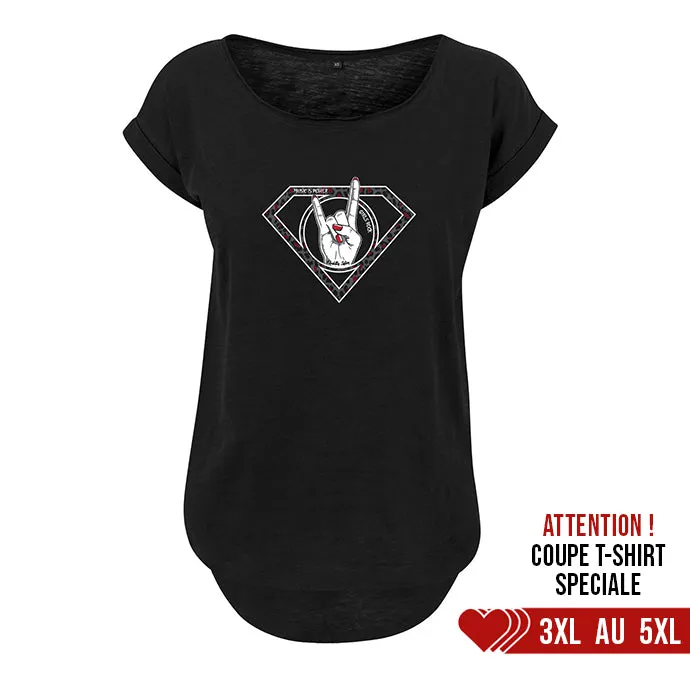 T-shirt Femme col rond "Super Poulette Léopard" noir