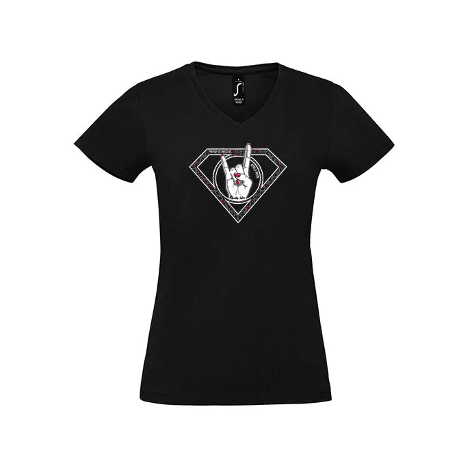 T-shirt Femme col rond "Super Poulette Léopard" noir