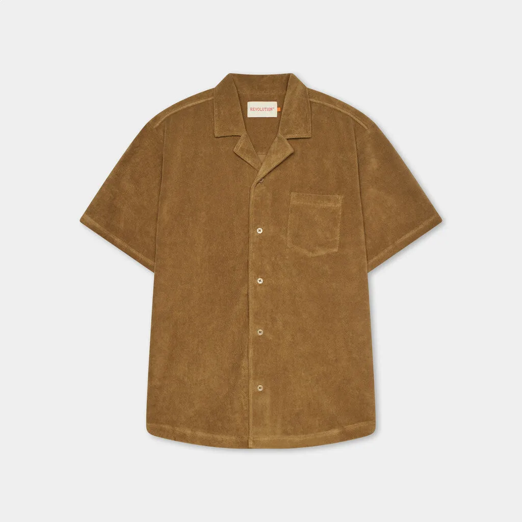 Terry Short-sleeved Cuban Shirt / 3823 - Darkkhaki