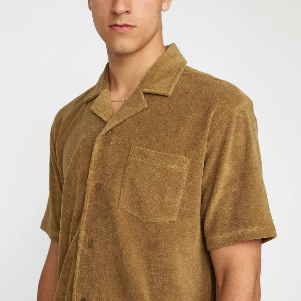 Terry Short-sleeved Cuban Shirt / 3823 - Darkkhaki