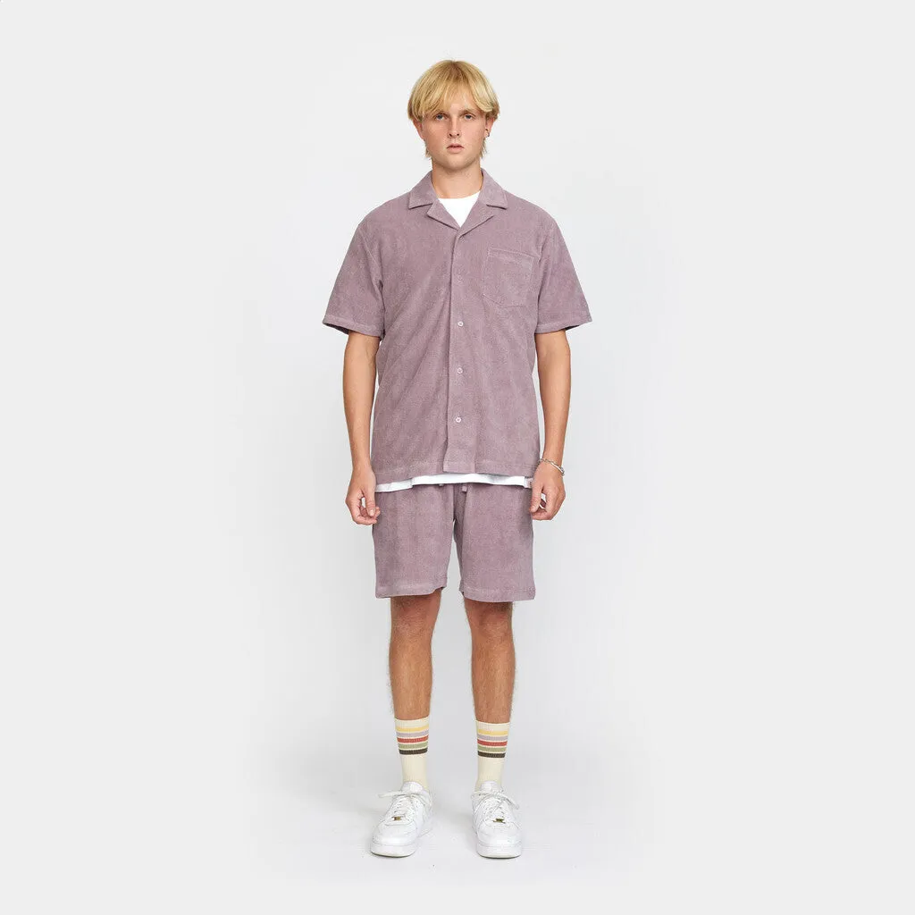 Terry Short-sleeved Cuban Shirt / 3823 - Purple