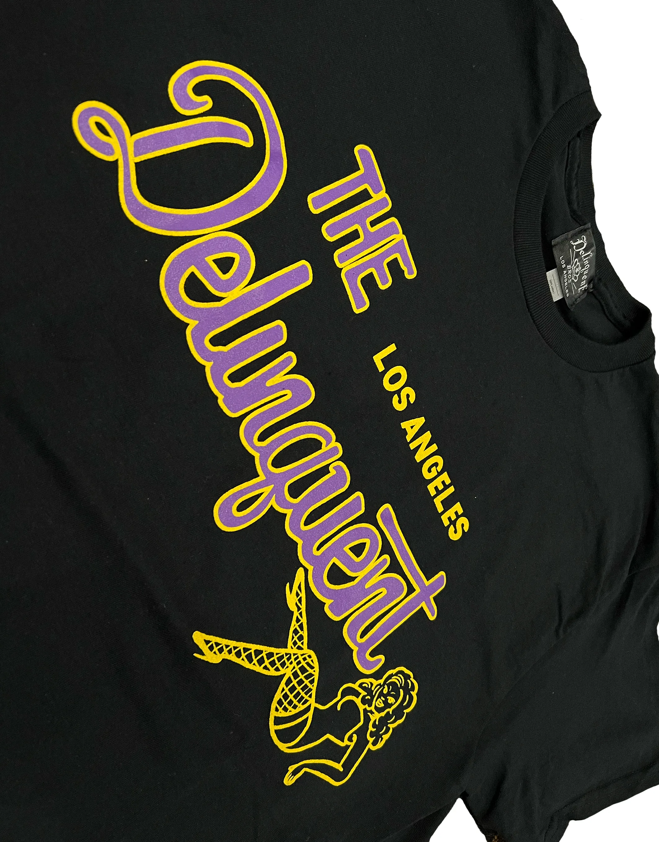 The Delinquent LA Tee in Black (Purple/Yellow)
