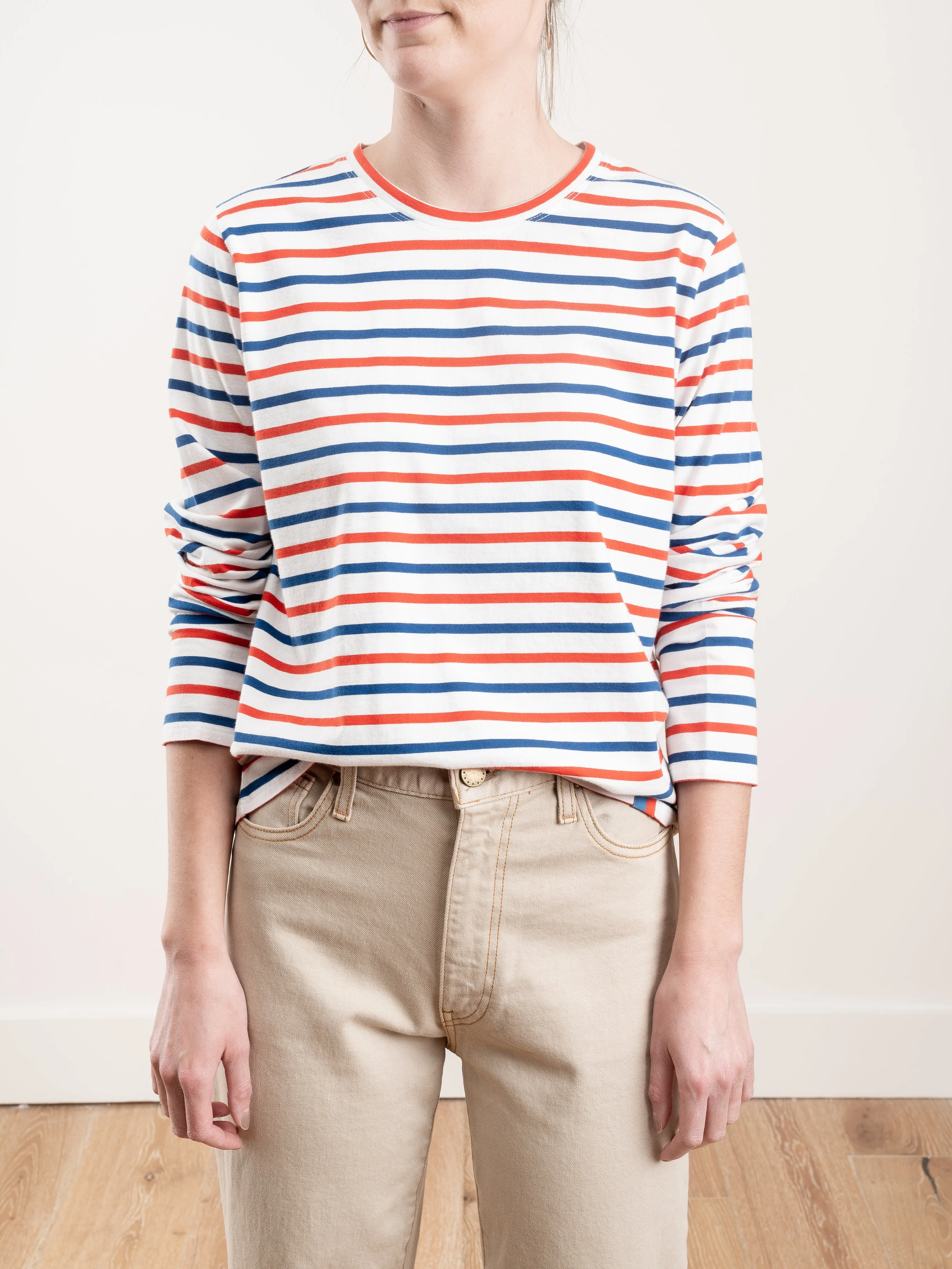 the modern long shirt - white/true blue/poppy