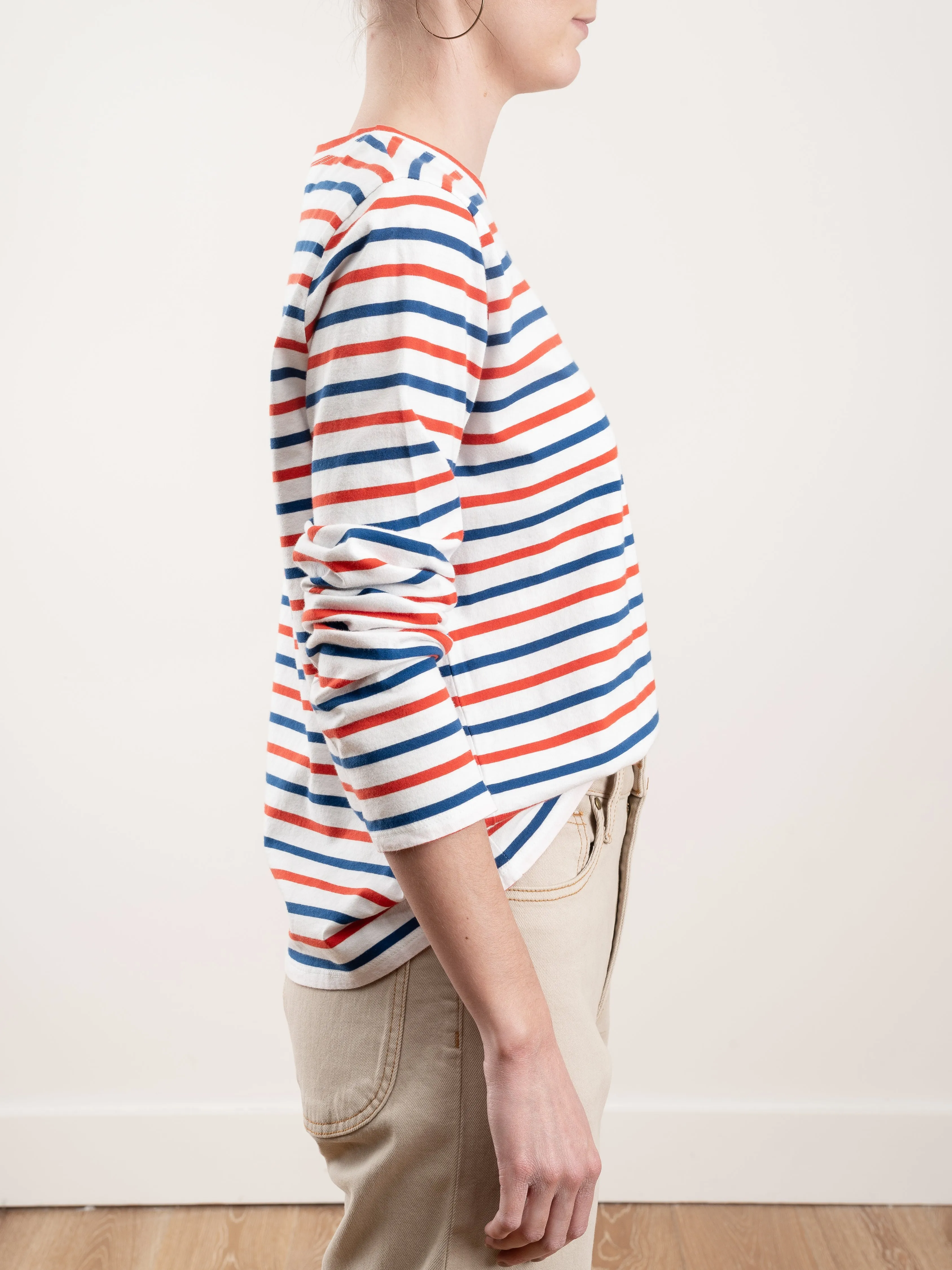 the modern long shirt - white/true blue/poppy