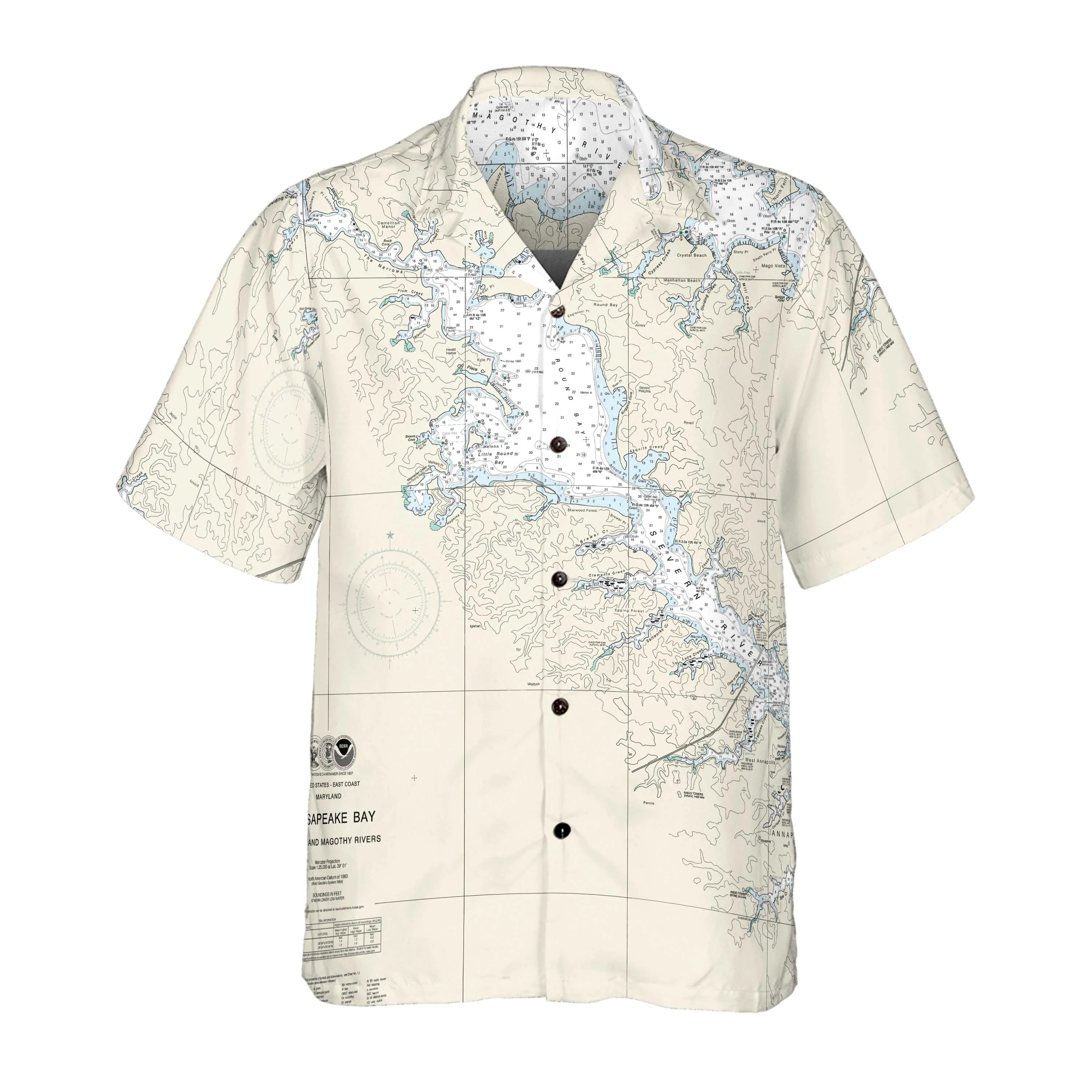 The Severn, Magothy and Round Bay Coconut Button Camp Shirt