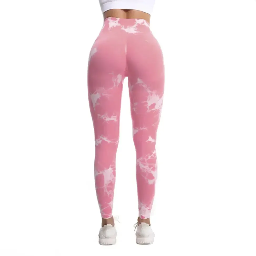 Tie-dye Printed High Waist Hip Fitness Pants