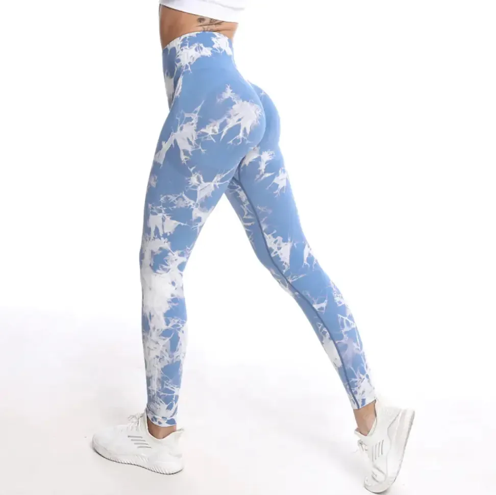 Tie-dye Printed High Waist Hip Fitness Pants