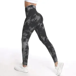 Tie-dye Printed High Waist Hip Fitness Pants