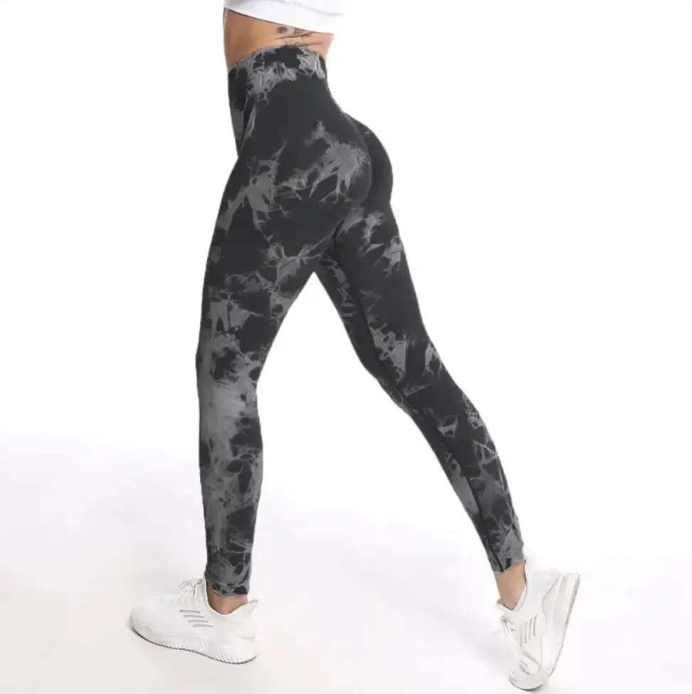 Tie-dye Printed High Waist Hip Fitness Pants