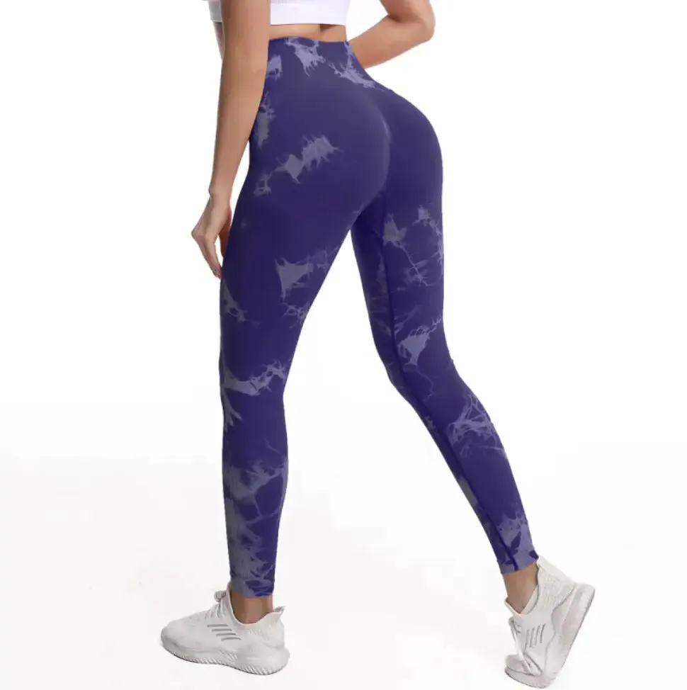 Tie-dye Printed High Waist Hip Fitness Pants