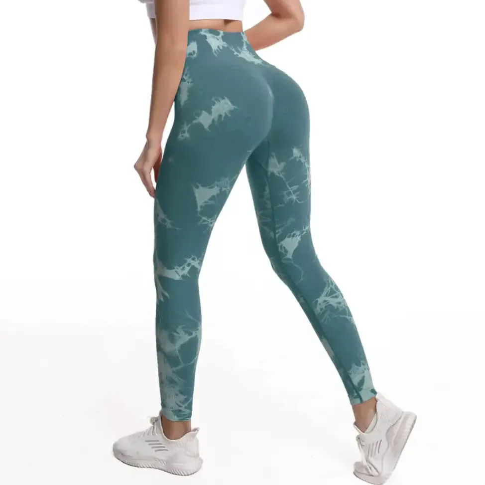 Tie-dye Printed High Waist Hip Fitness Pants