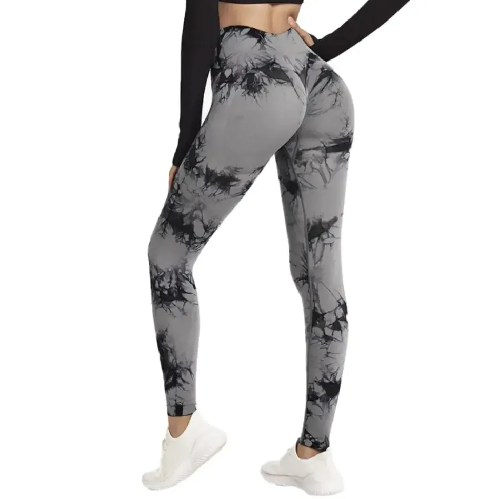 Tie-dye Printed High Waist Hip Fitness Pants
