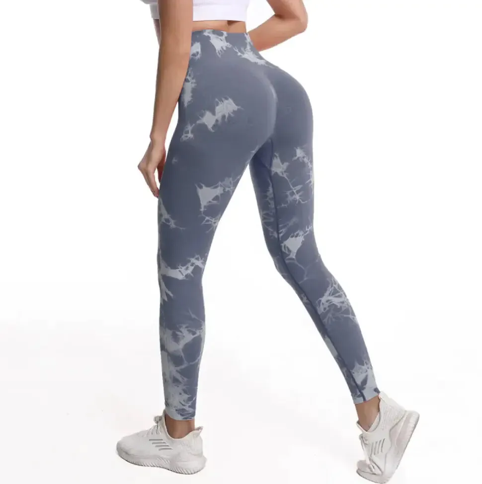 Tie-dye Printed High Waist Hip Fitness Pants