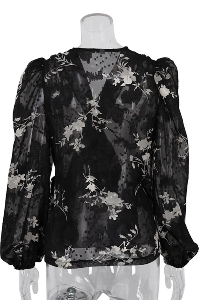 TM0366 Floral Chiffon Blouse Shirt