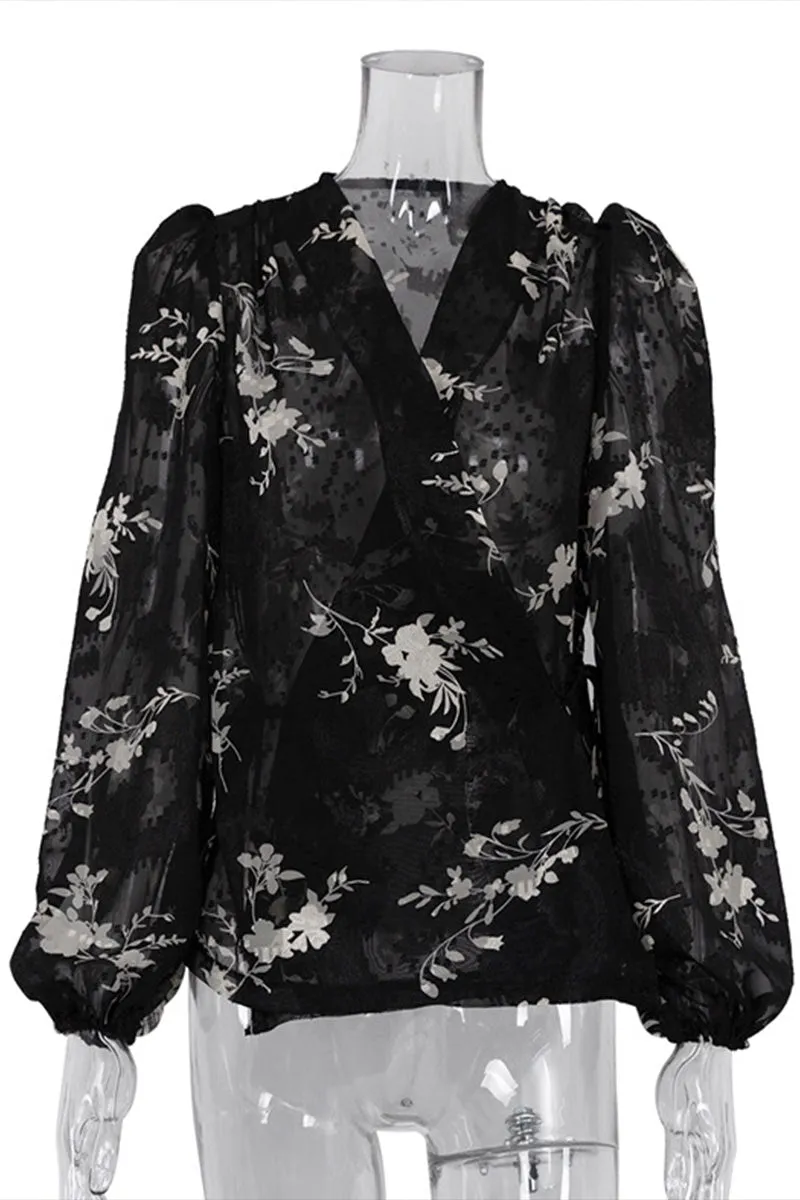 TM0366 Floral Chiffon Blouse Shirt
