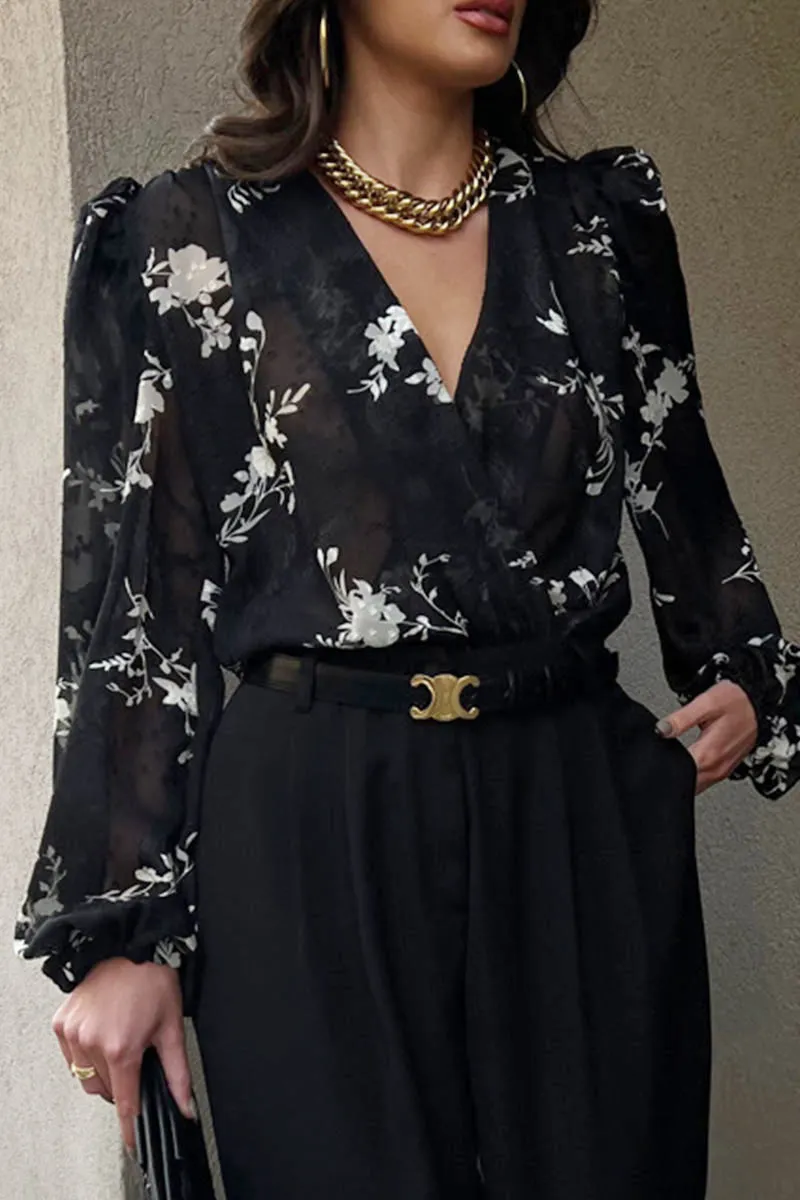 TM0366 Floral Chiffon Blouse Shirt