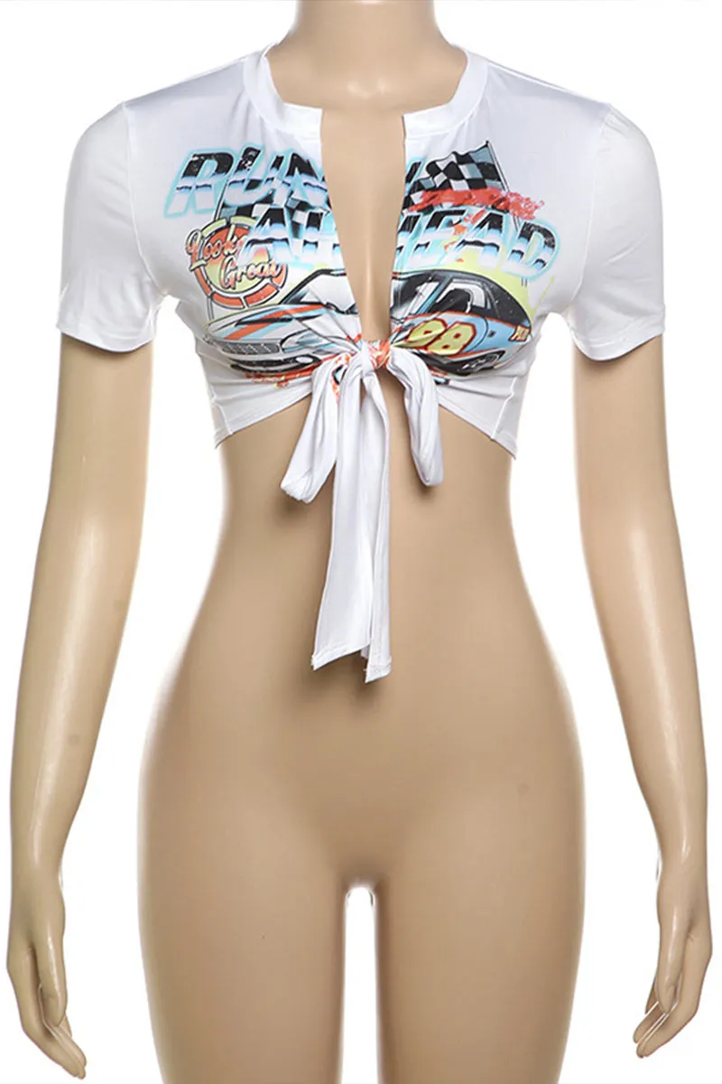 TN0149 Graphic Crop Shirt