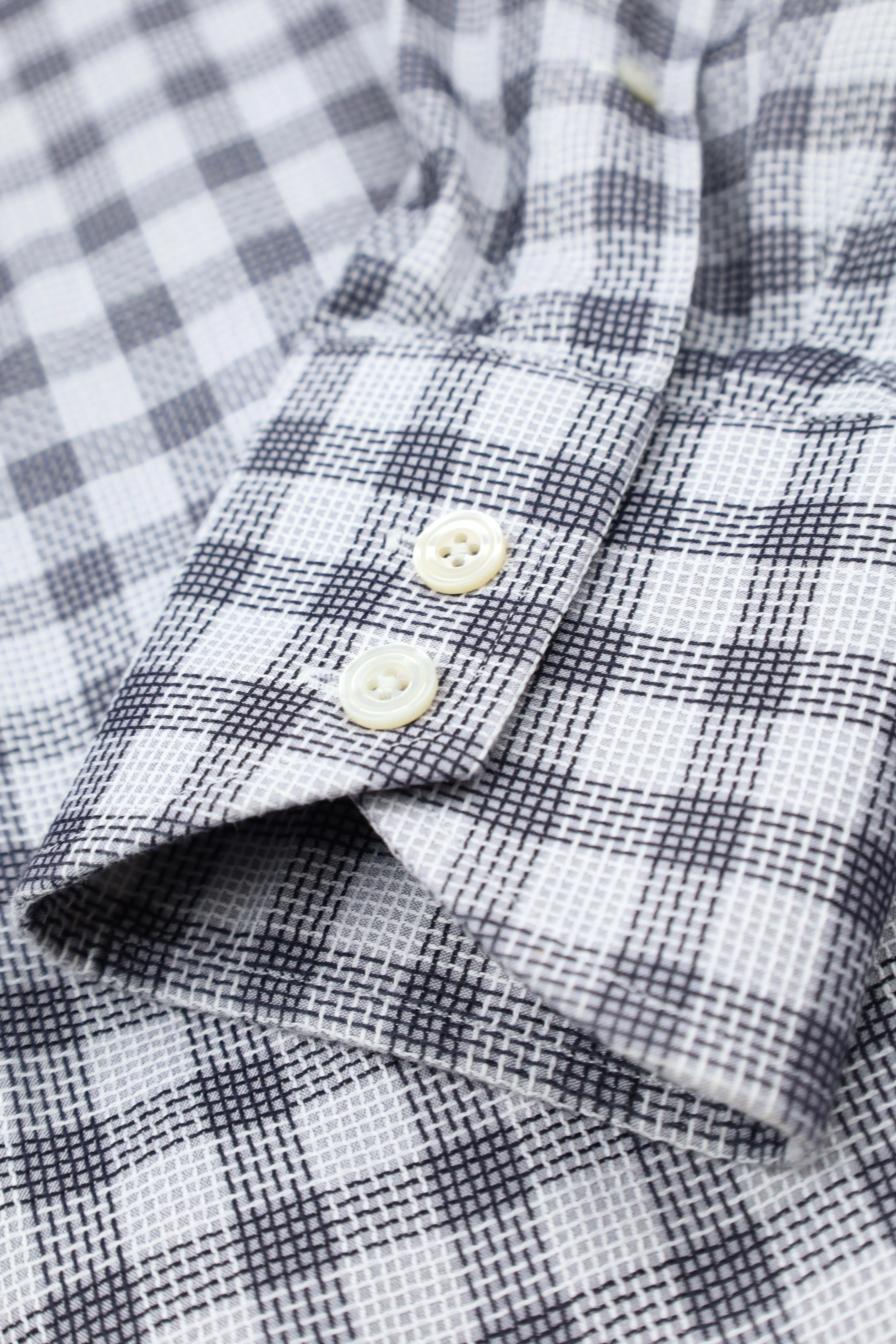 Tom Ford Grey Plain-Weave Check Shirt