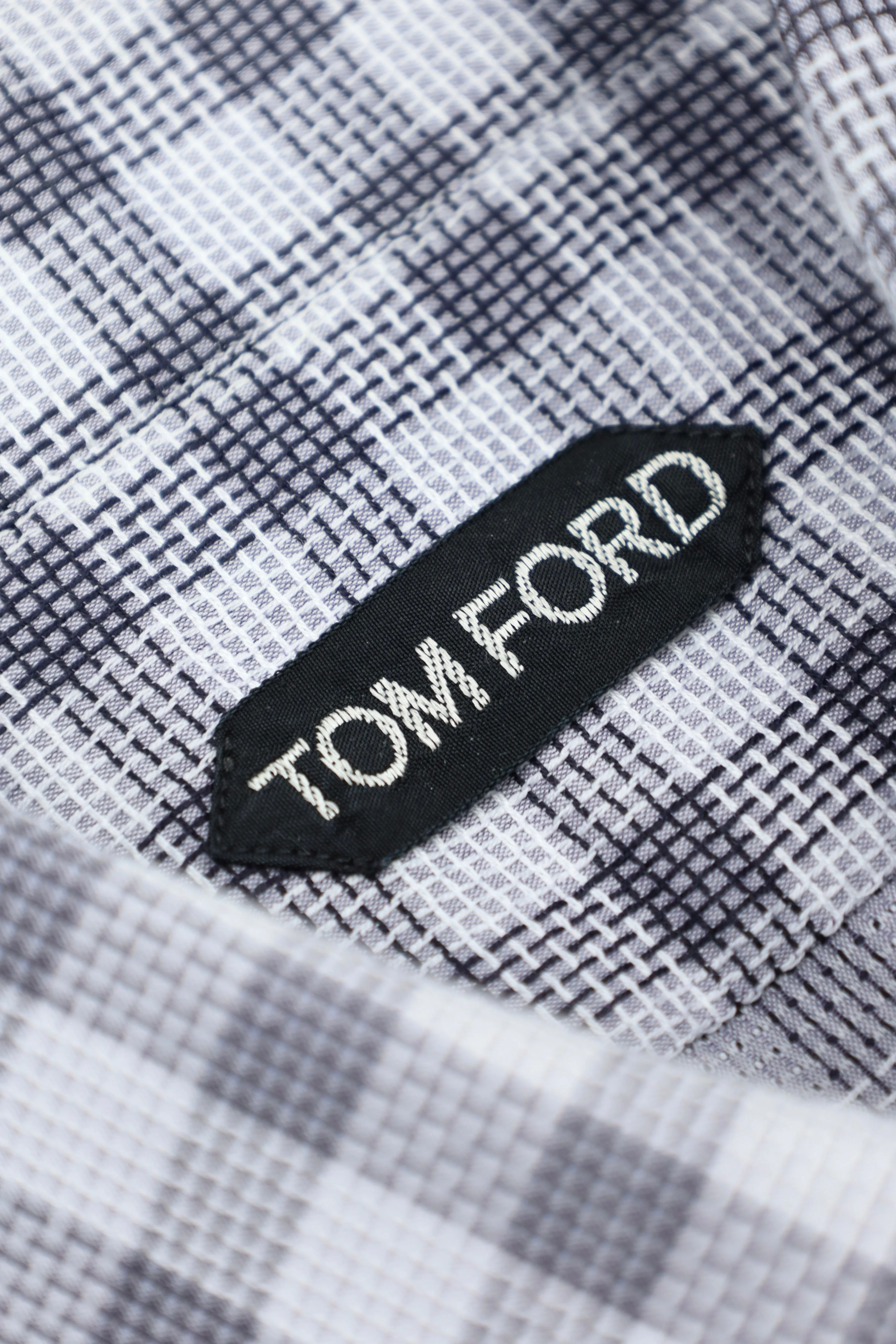Tom Ford Grey Plain-Weave Check Shirt