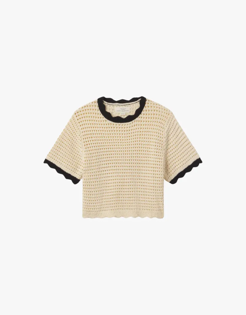 Trovata Jules Sweater T-shirt in Antique White with Black Trim