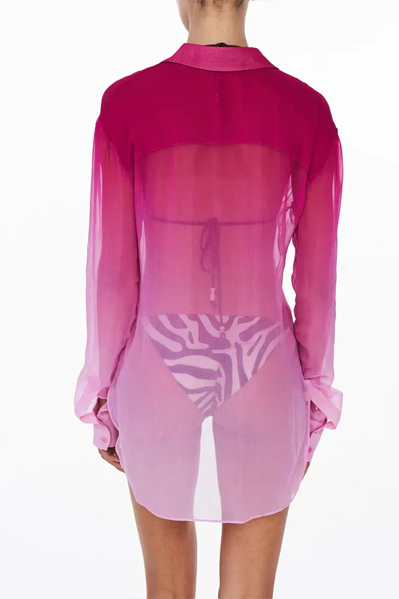 TS3247 Tie Dye Sheer Shirt Top
