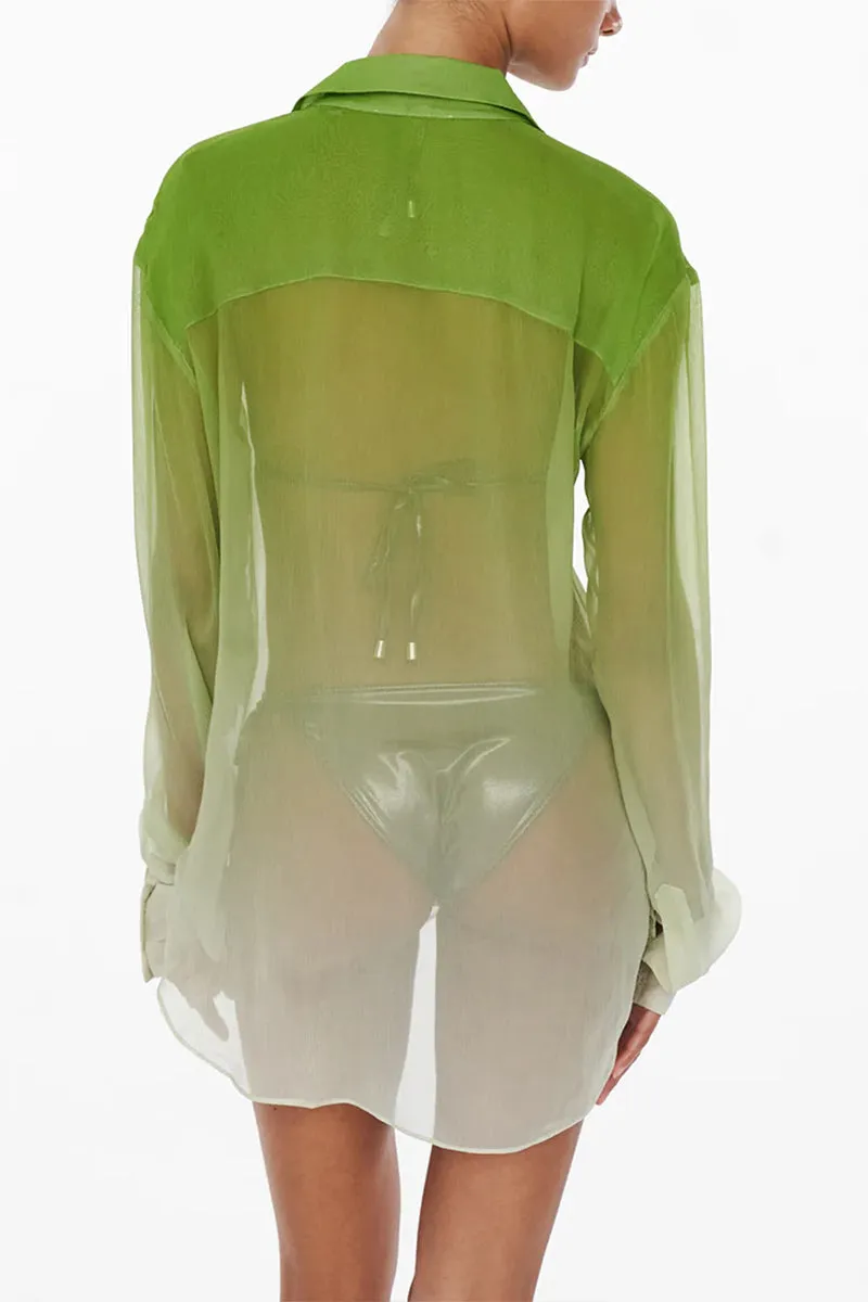 TS3247 Tie Dye Sheer Shirt Top