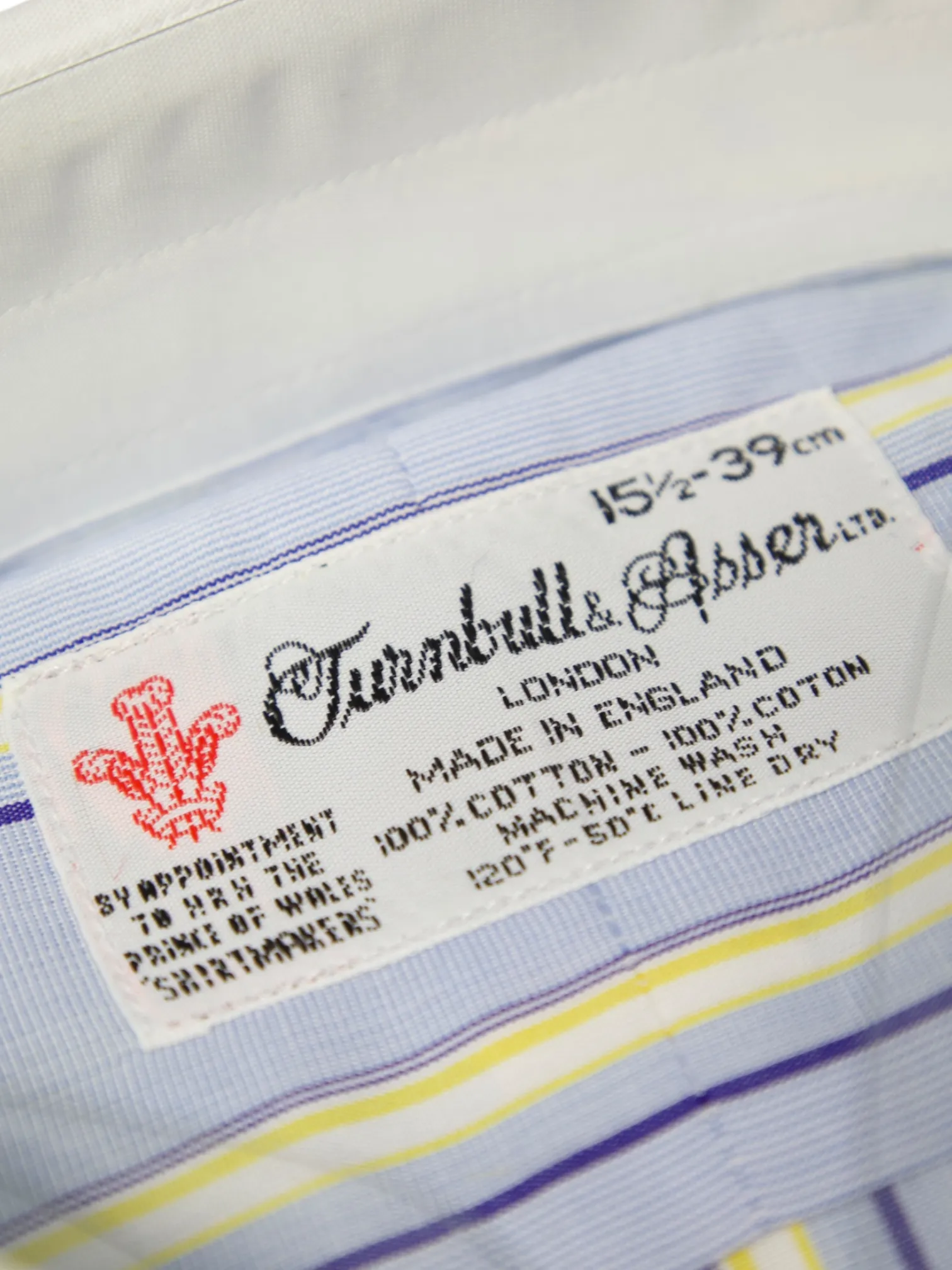Turnbull & Asser Light Blue & Yellow Contrast Collar Striped Shirt