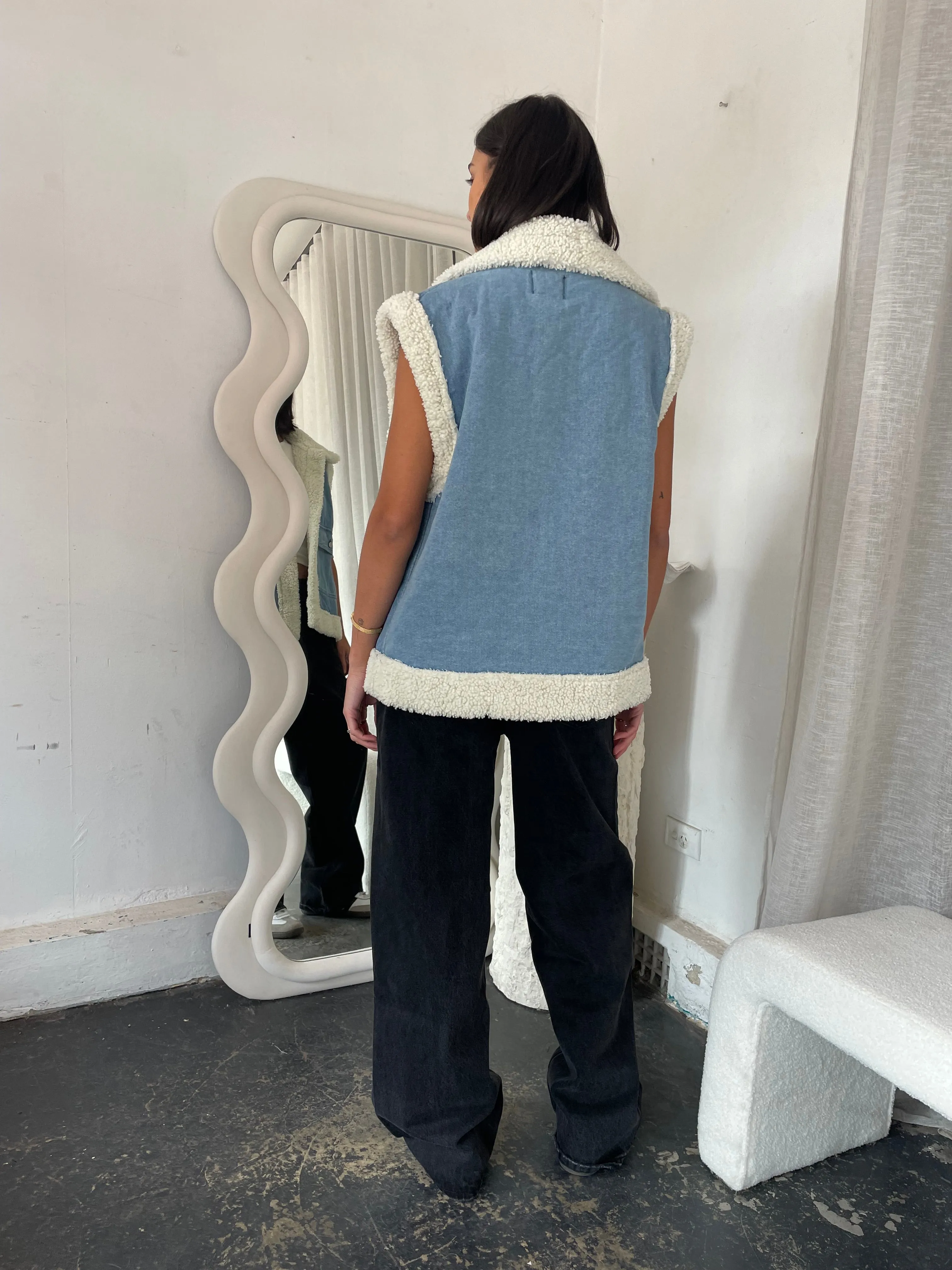 Tyra Denim Sherpa Vest