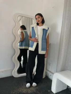 Tyra Denim Sherpa Vest